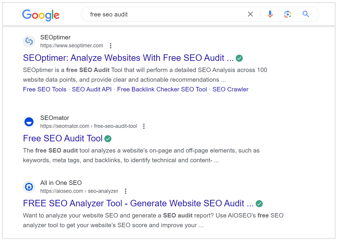 auditoría SEO gratuita serp